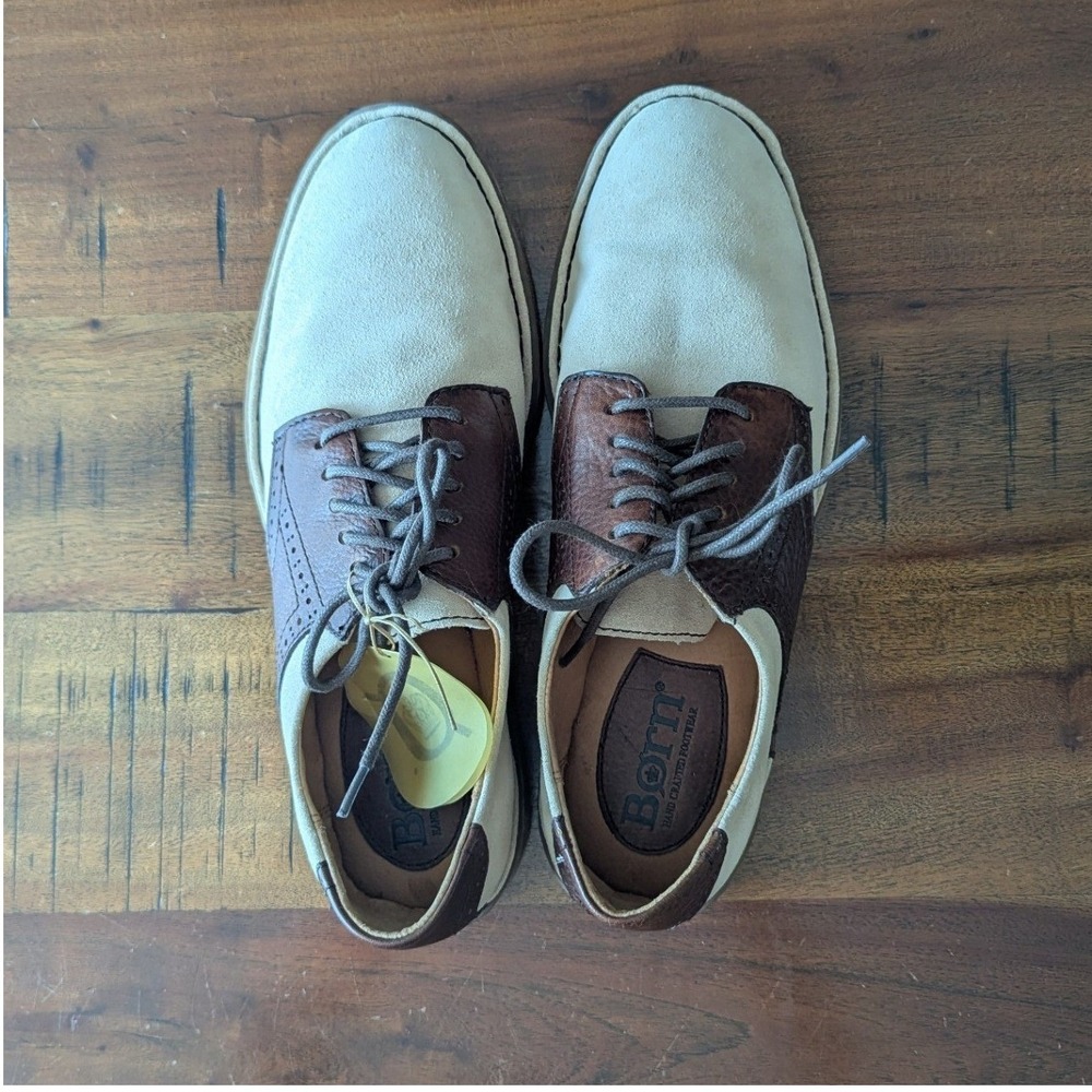 Born Hemlock Oxford Shoes Brown Cream Leather Wingtip 10.5 Old Money Heritage